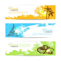 Banner set of travel tropical backgrounds