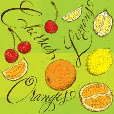 Mixed Fruit with Calligraphy