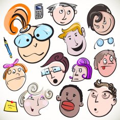 cartoon vector faces doodle illustration