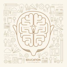 Flat linear Infographic Education Man Creative Thinking N3