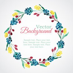 Floral watercolor wreath with flowers N2