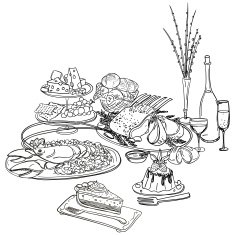 Feast illustration in black and white N3