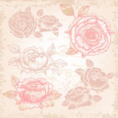 Hand-drawn roses in vintage style
