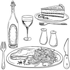 Feast illustration in black and white N4