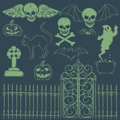 Chalkboard Halloween elements