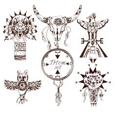 Ethnic american totems set