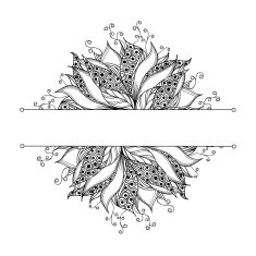 Card template with fantasy black and white flower N3