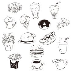 hand draw foods in doodle style N2
