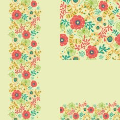 Bright red flowers in the garden seamless pattern set