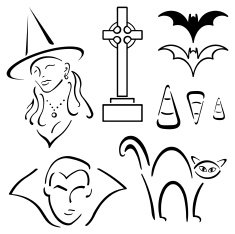 Halloween Design Set Line Art