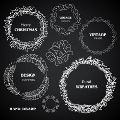 Vintage chalkboard wreaths vignettes and frames set