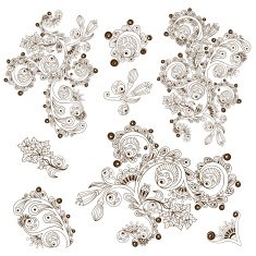 Flower pattern engraving scroll motif for card
