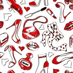Seamless pattern of shoes and accessories