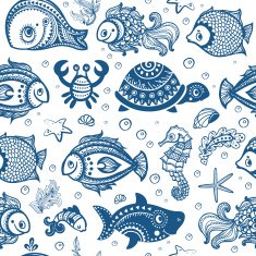 Vector set of fish and shells N4