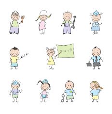 children and the profession in color Doodle N2