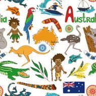 Sketch Australia seamless pattern N2