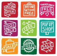 Shopping and sale icons block icon set