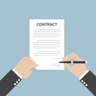 Businessman hand holding pen and signing business contract