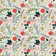 Seamless Tileable Christmas Holiday Floral Background Pattern - Vector Illustration N12