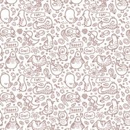 outline doodle birds pattern