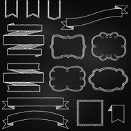 Vector Collection of Chalkboard Style Banners Ribbons and Frames