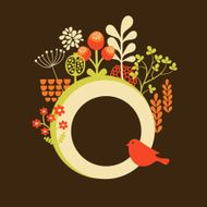 Flower banner with cute little bird