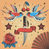 Vintage tattoo set