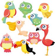 cartoon bird icon set