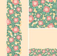 Abstract flowers texture seamless patterns set