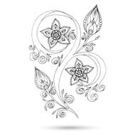 Henna Paisley Mehndi Doodles Design Element Black and white version