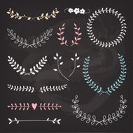 Wedding wreaths and laurels chalkboard background