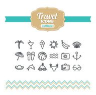 Set of hand-drawn travel icons