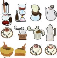 cartoon coffee icon set N2