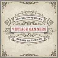 Vintage hand drawn banners N6