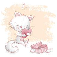 Cat hugging Valentine heart pillow