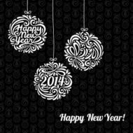 New year balls on black background