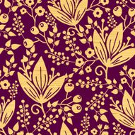Wooden Plants Seamless Pattern Background