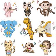 cartoon animal play music icon N2