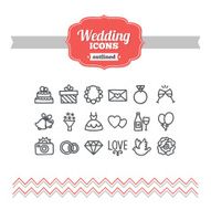 Set of hand drawn wedding icons