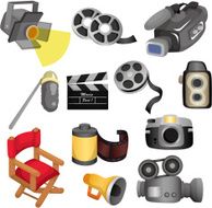 cartoon movie equipment icon set N2