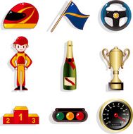 cartoon racing icon set