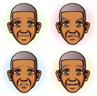 Senior Man in Four Facial Expression (African Ethnicity)