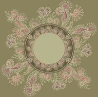 Background with frame and vintage pattern of ornamental flowers hand-drawing