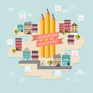 vector concept city of education with icon