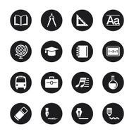 Education Icons - Black Circle Series