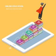 Online Education Flat Isometric Concept
