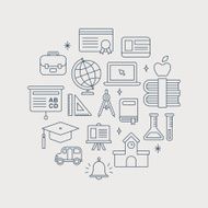 School line icon circle set