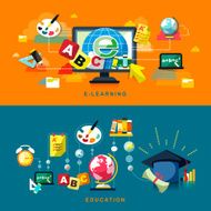 flat design for education and online learning