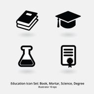 Education Icon Set Books Mortar Science Degree