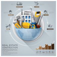 Global Real Estate And Construction Infographic With Round Circle Diagram